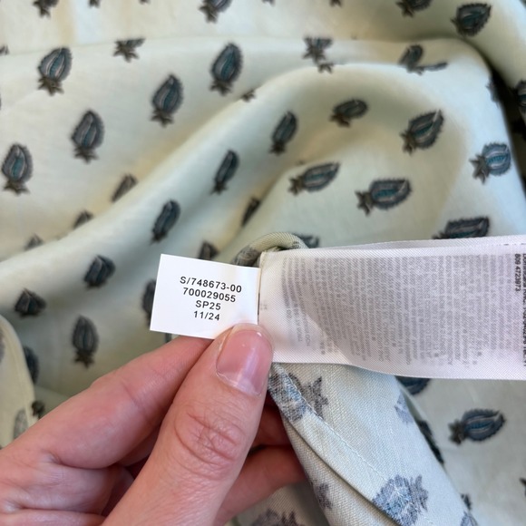 Banana Republic Viscose-Linen Ruched Midi Dress, Green Botanical Print 14 NWT - Picture 9 of 16